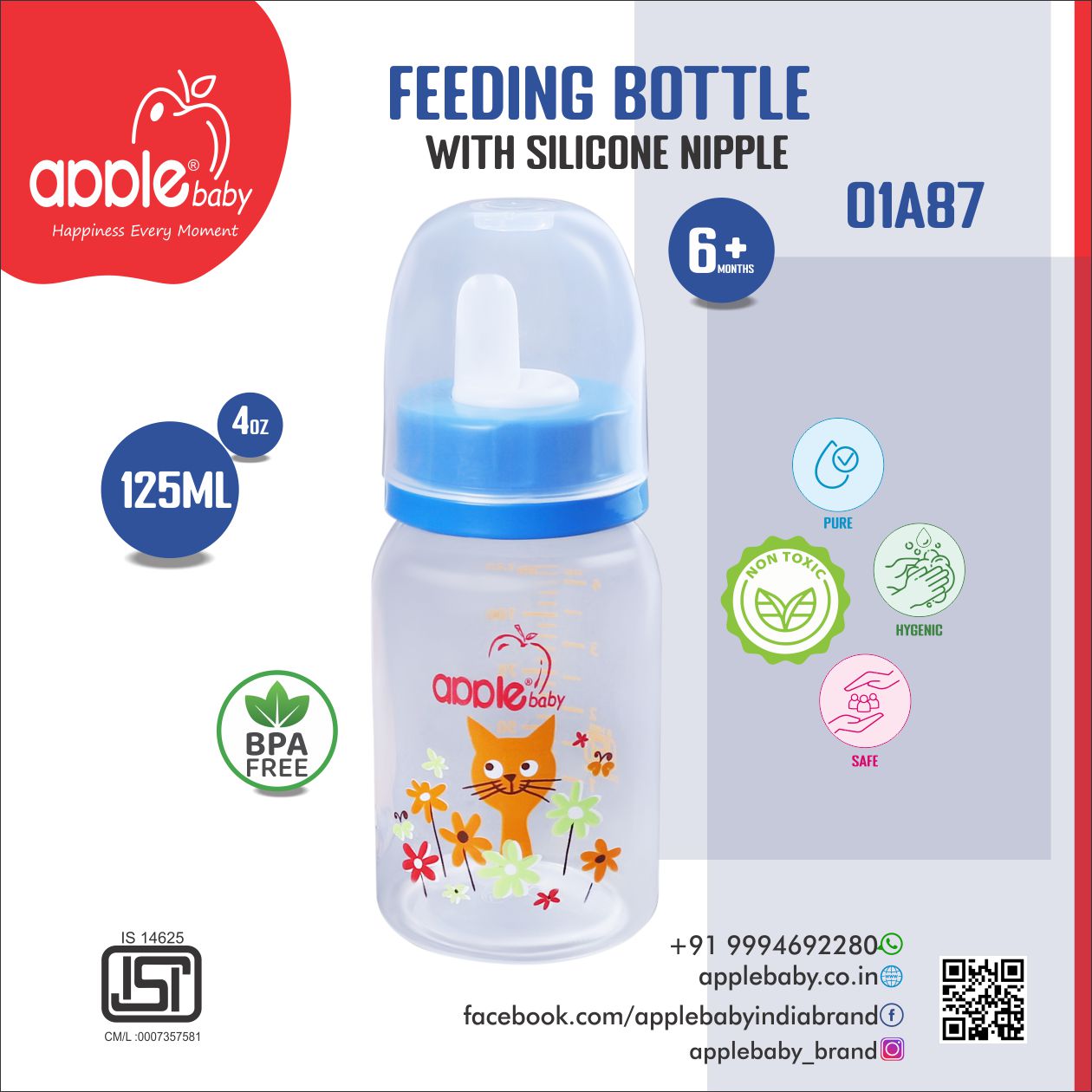 01A87_APPLE BABY FEEDING BOTTLE 4oz / 125 ML