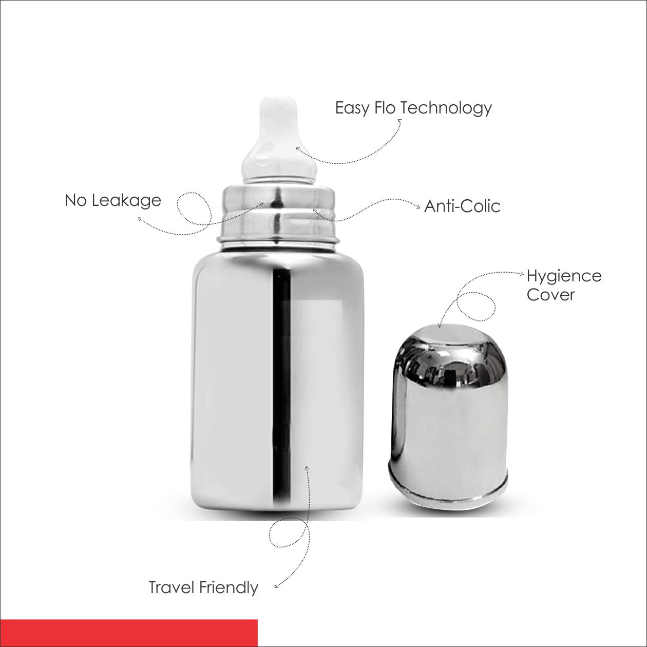 01A100_APPLE BABY STAINLESS STEEL  FEEDING BOTTLE- 4oz /100 ML