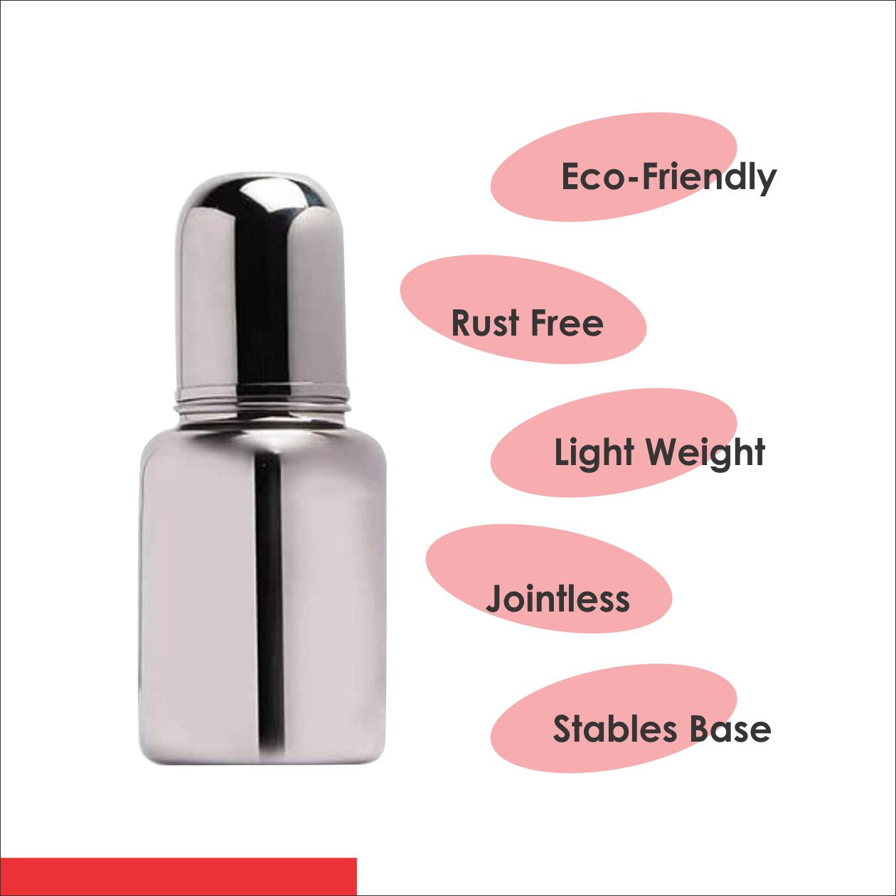 01A100_APPLE BABY STAINLESS STEEL  FEEDING BOTTLE- 4oz /100 ML