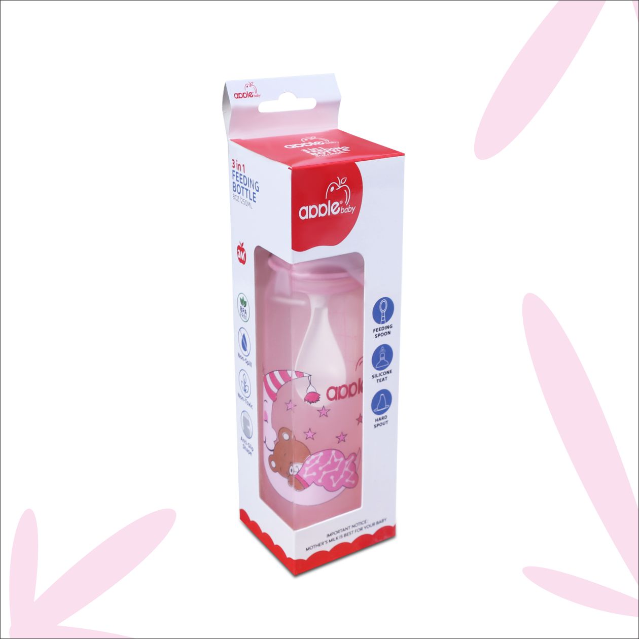 01A02_APPLE BABY 3 IN 1 FEEDING BOTTLE 80Z 250ML