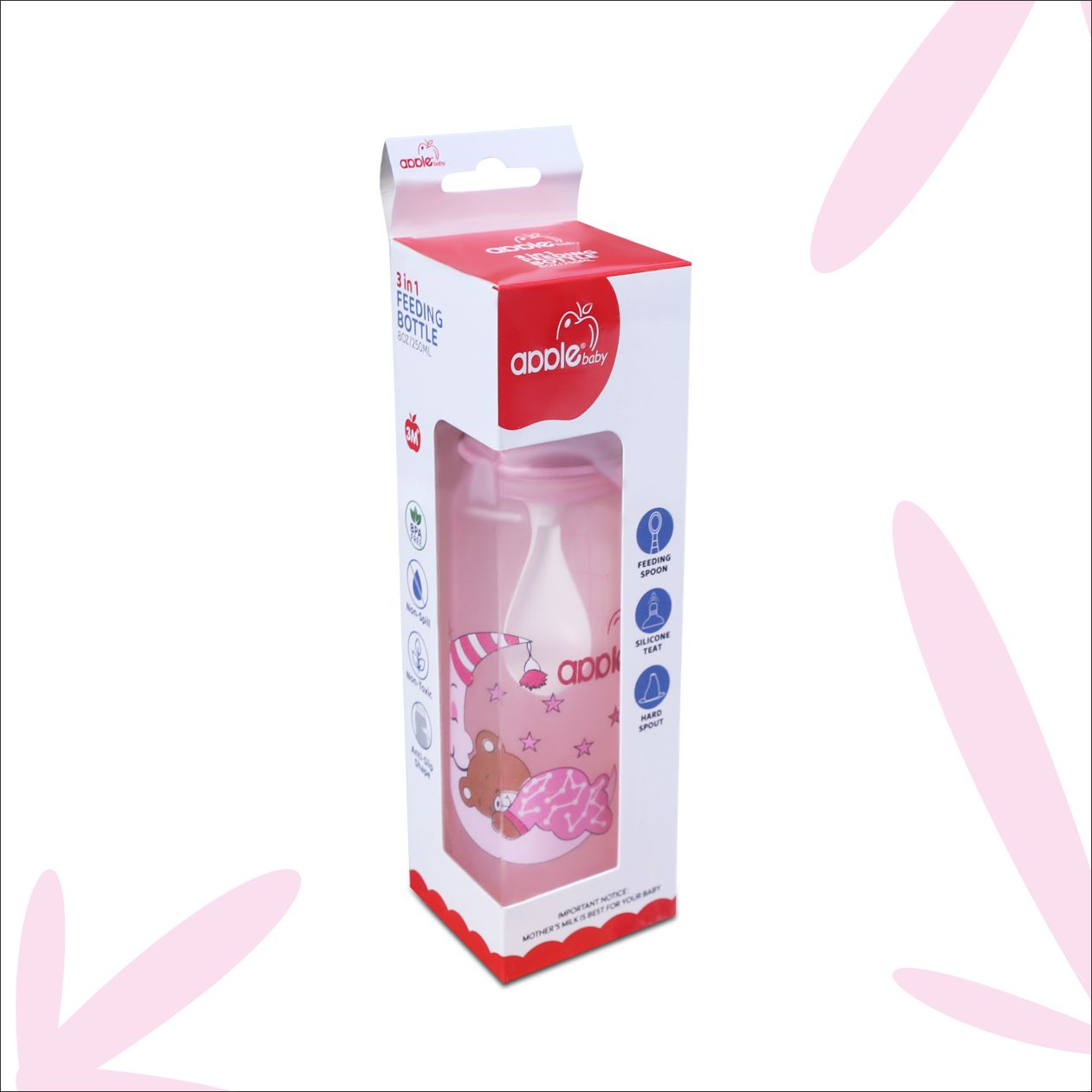 01A02_APPLE BABY 3 IN 1 FEEDING BOTTLE  80Z 250ML