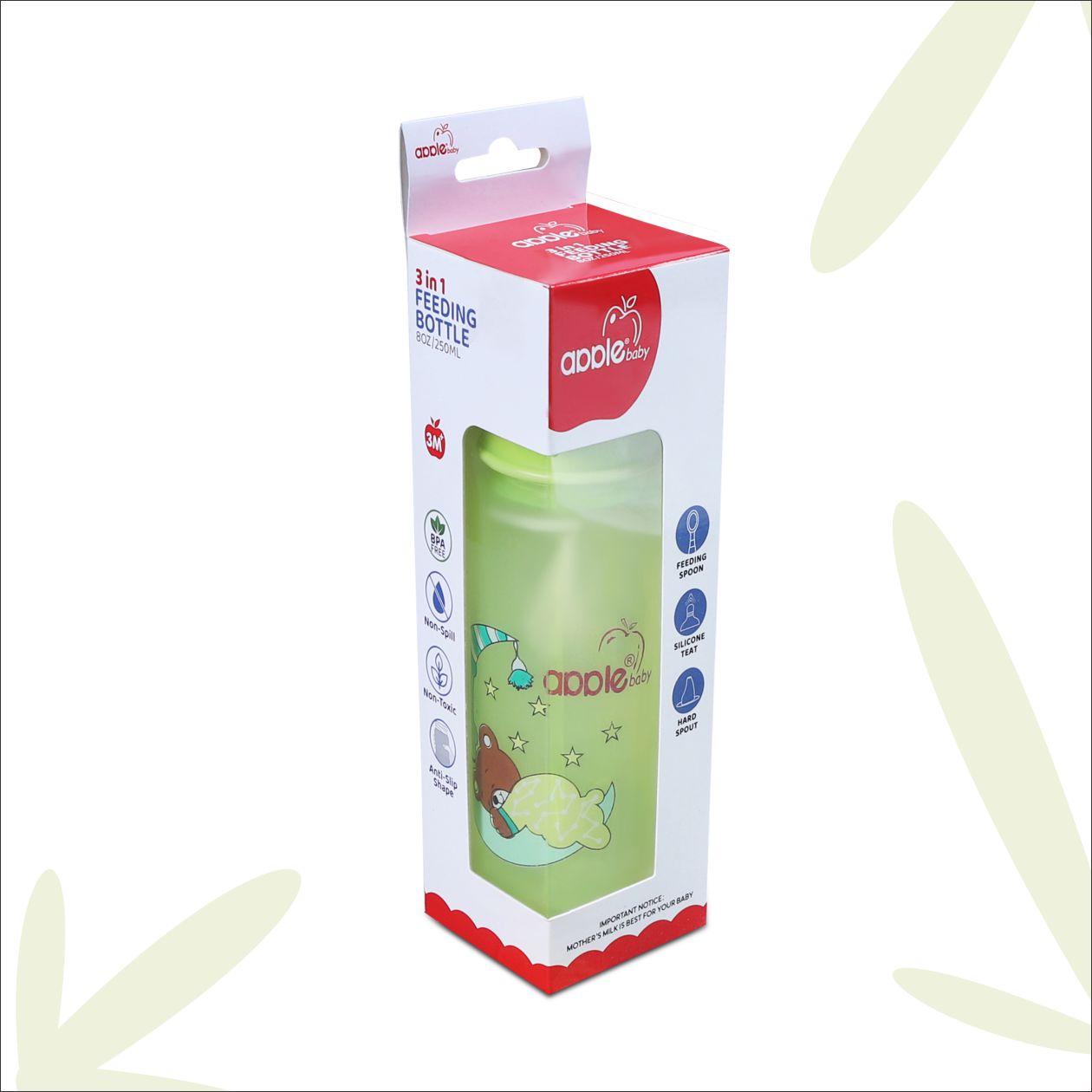 01A02_APPLE BABY 3 IN 1 FEEDING BOTTLE 80Z 250ML