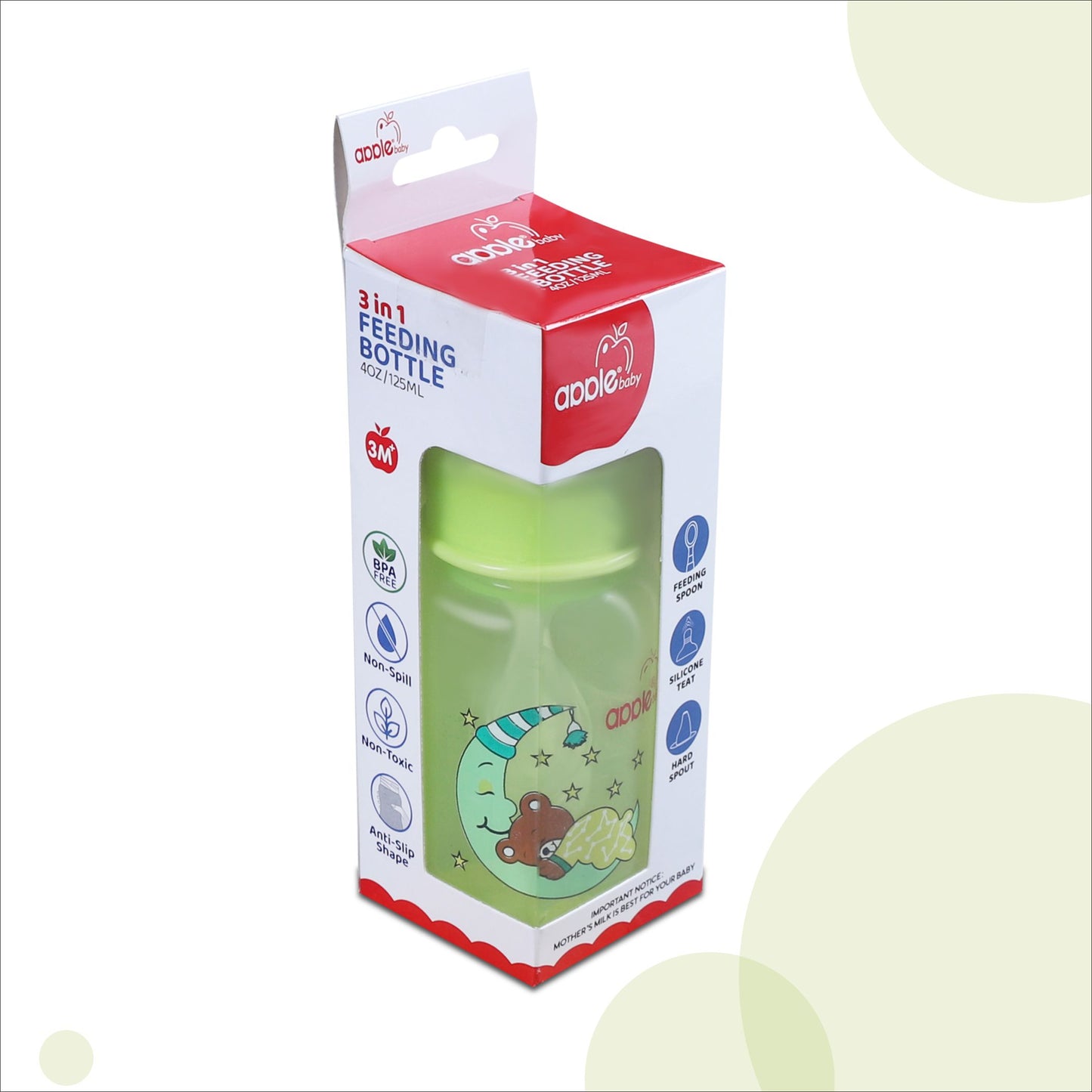 01A01_APPLE BABY 3 IN 1 FEEDING BOTTLE 4 0Z 125ML