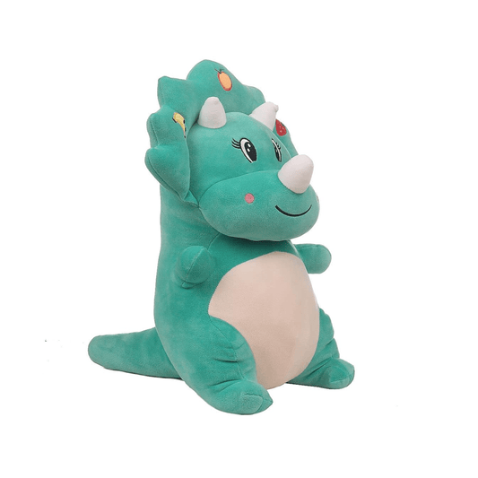 Green Triceratops Dinosaur Soft Toy | Cute Plush with Fruit Embroidery | Stuffed Animal Gift Soft Toys for babies - Bouncing Baby