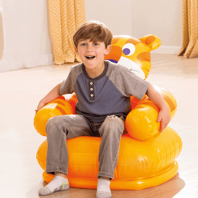 Intex Tiger Inflatable Kids Chair | 66cm x 64cm x 71cm | Toddler Lounge Seat | Ages 3 - 8 Inflatables for babies - Bouncing Baby