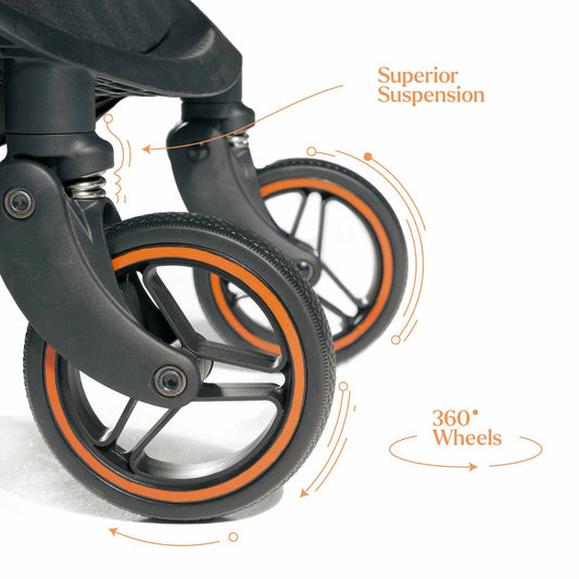 Loopie Hop Premium Baby Stroller | Travel - Friendly Compact Fold | Ages 0 - 4 Years Strollers for babies - Black - Bouncing Baby