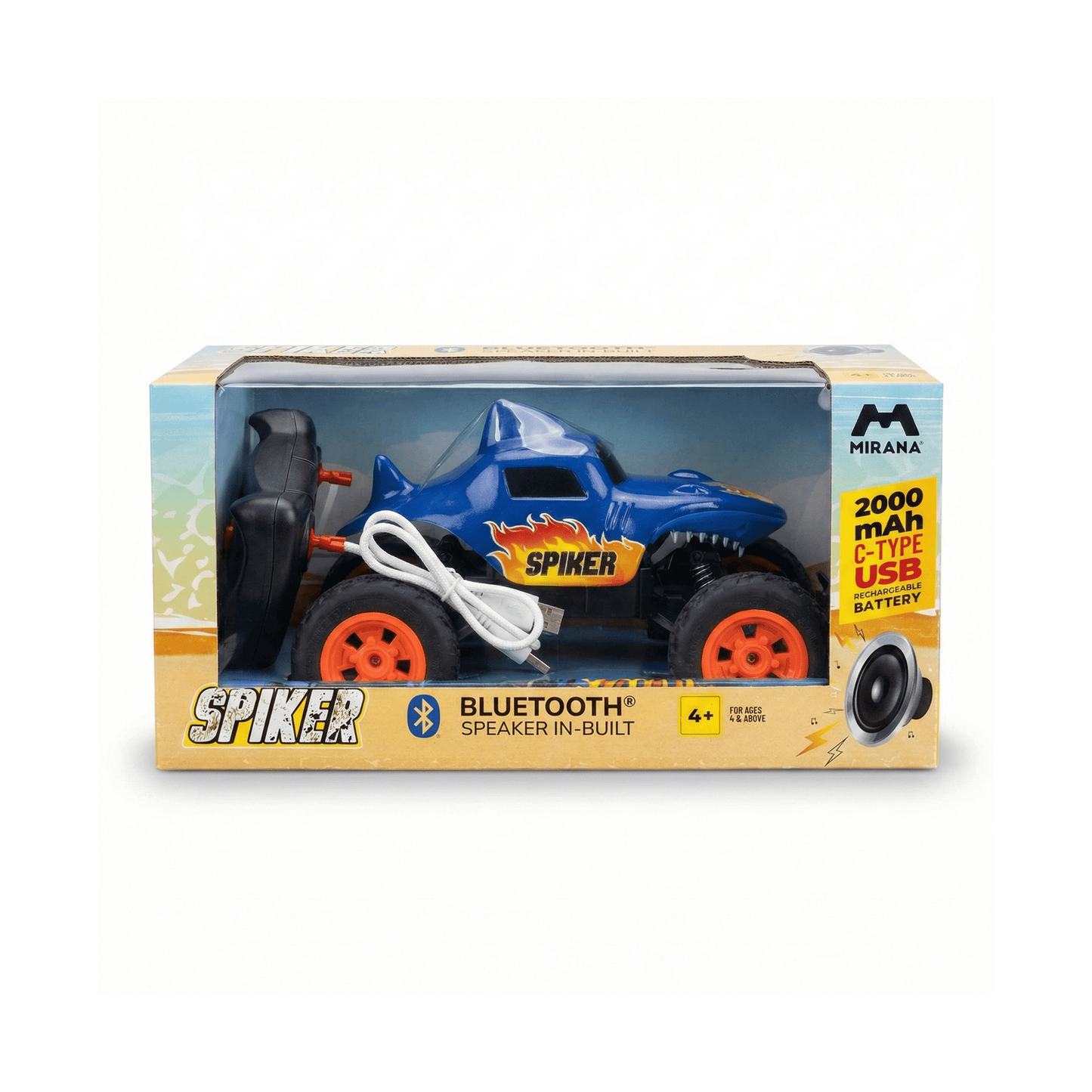 Mirana Spiker App - Controlled RC Car | Built - in Bluetooth Speaker | 2000mAh Rechargeable Battery | Shark Edition Remote Control Toys for babies - Bouncing Baby