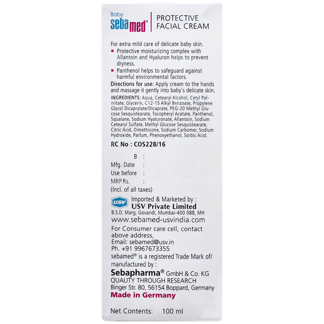 Sebamed Baby Protective Facial Cream | pH 5.5 with Panthenol & Allantoin | For Delicate Skin Baby Cream for babies - 100ml - Bouncing Baby