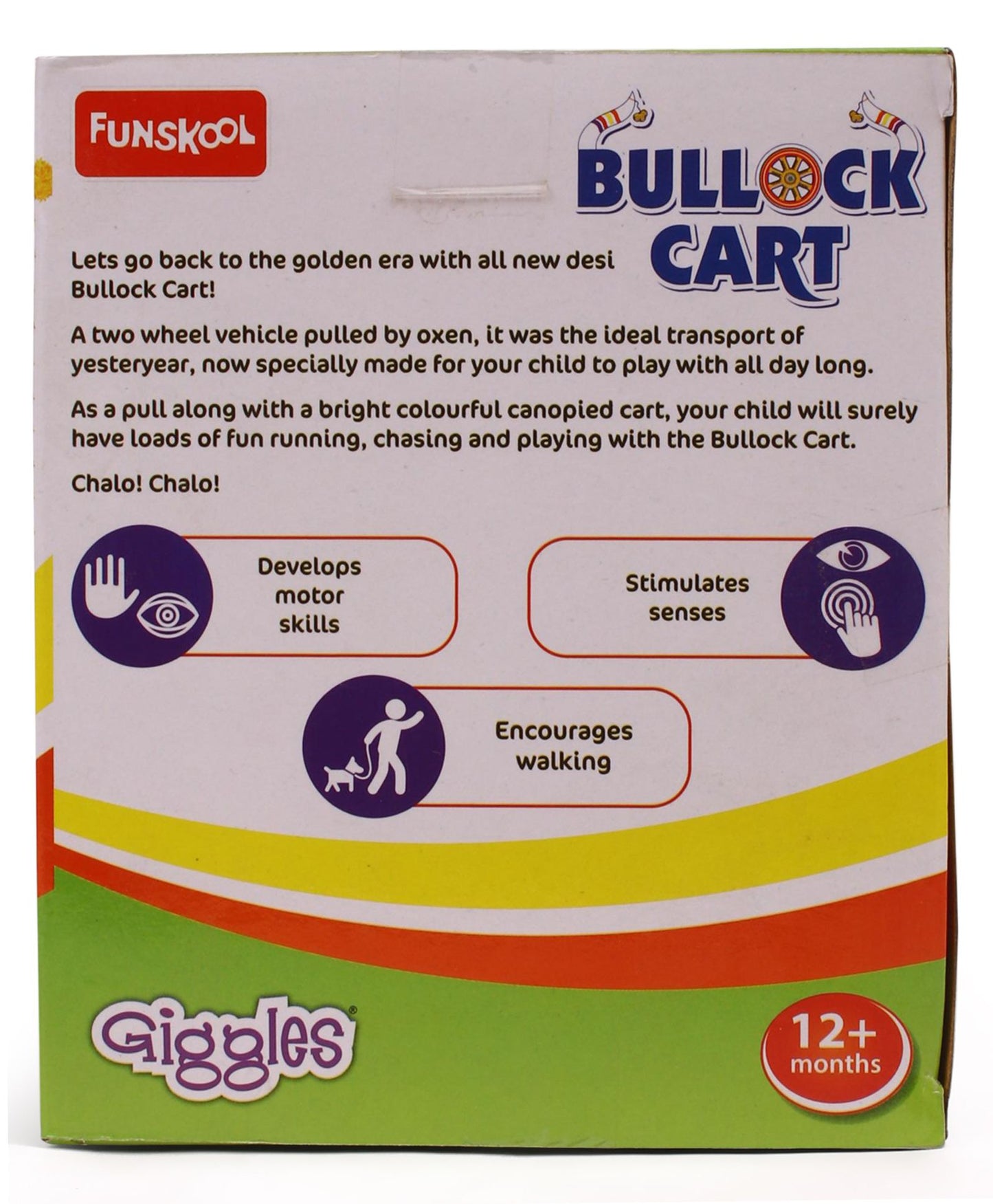 Giggles Pull Along Bullock Cart Toy - White Red
