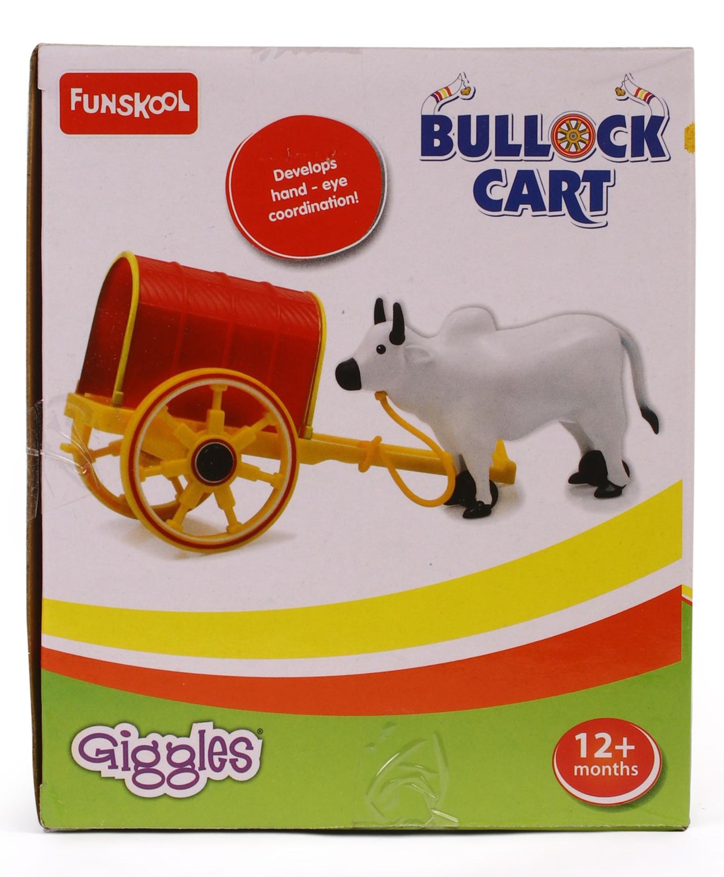 Giggles Pull Along Bullock Cart Toy - White Red