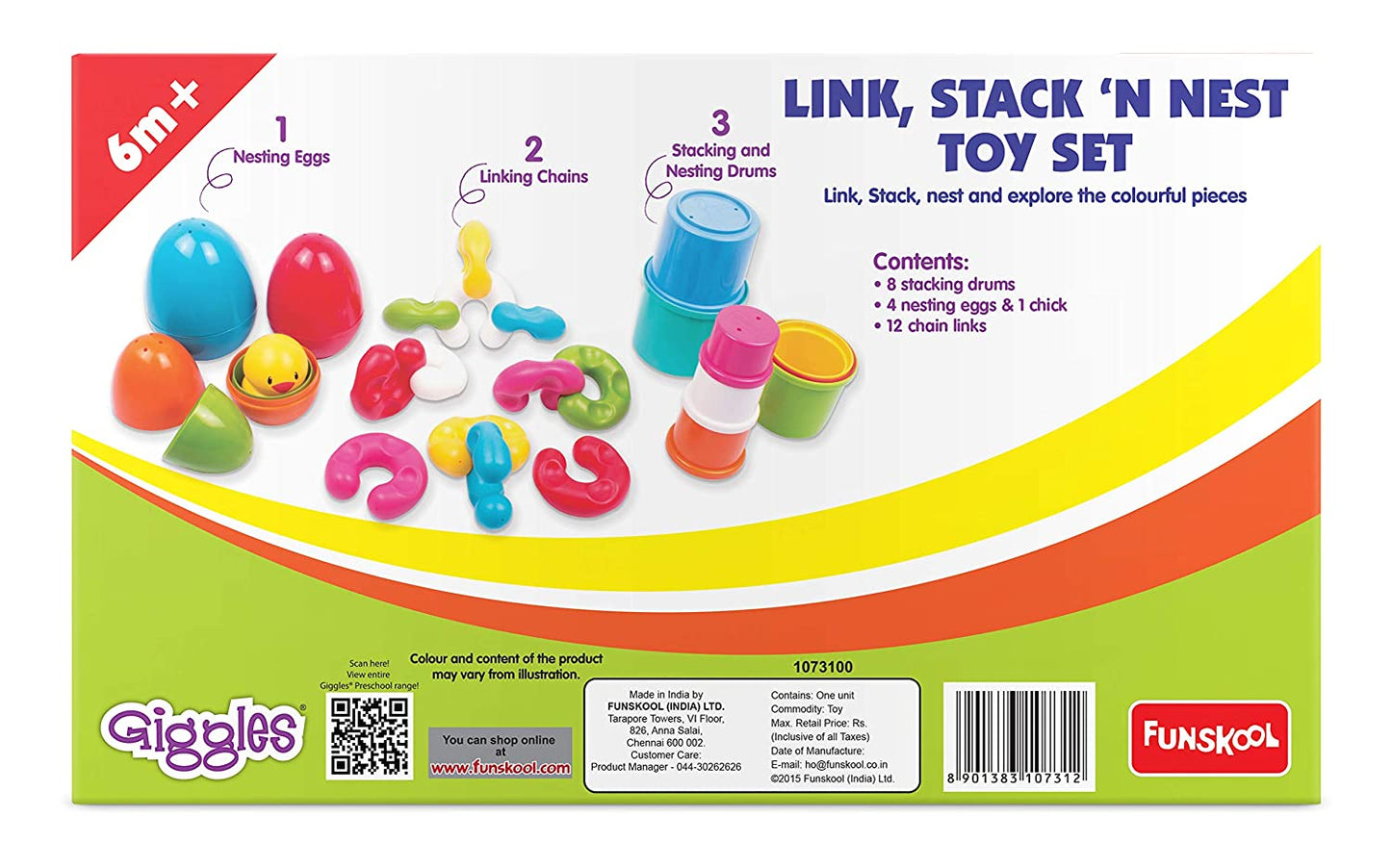 Funskool Link, Stack and Nest Toy Set,Multicolor