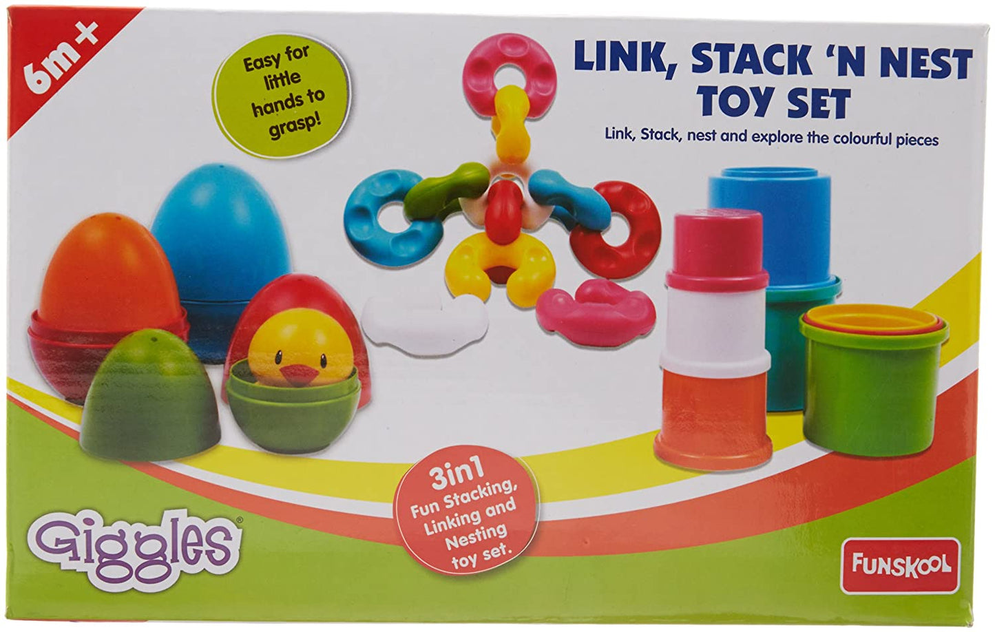 Funskool Link, Stack and Nest Toy Set,Multicolor