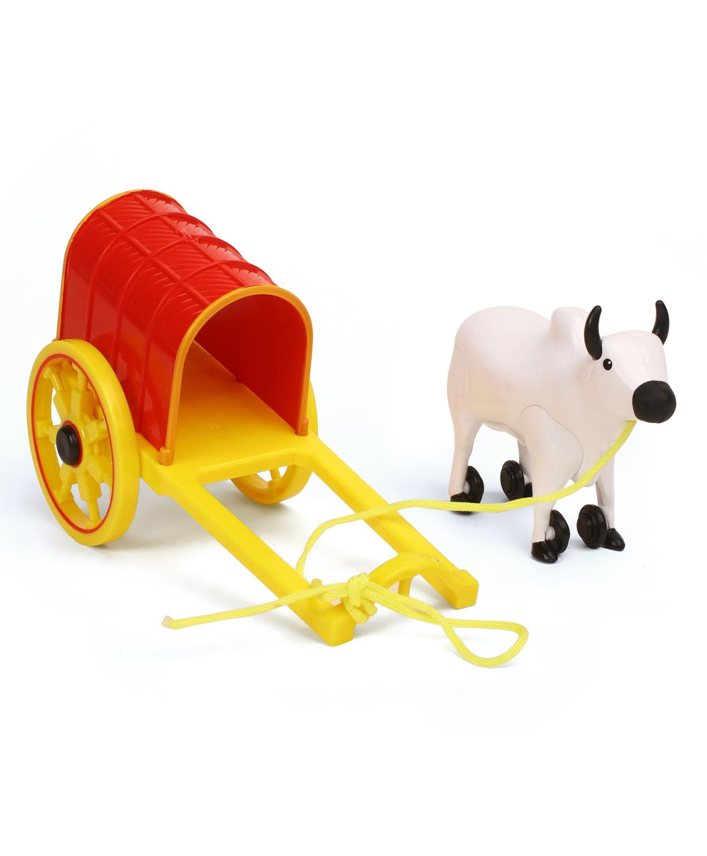 Giggles Pull Along Bullock Cart Toy - White Red