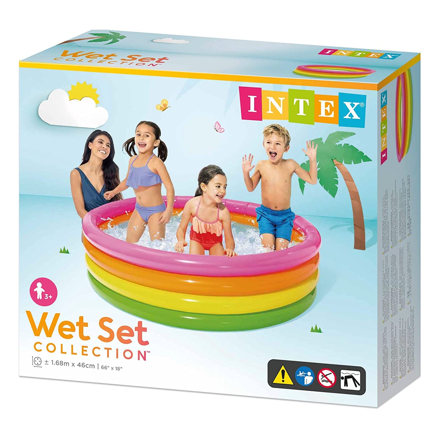 Intex Sunset Glow Inflatable Paddling Swimming Pool, Kid's , 168 x 46 cm