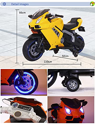 Sports Ride on Battery Bike for Kids, 1 to 6 Years, Yellow