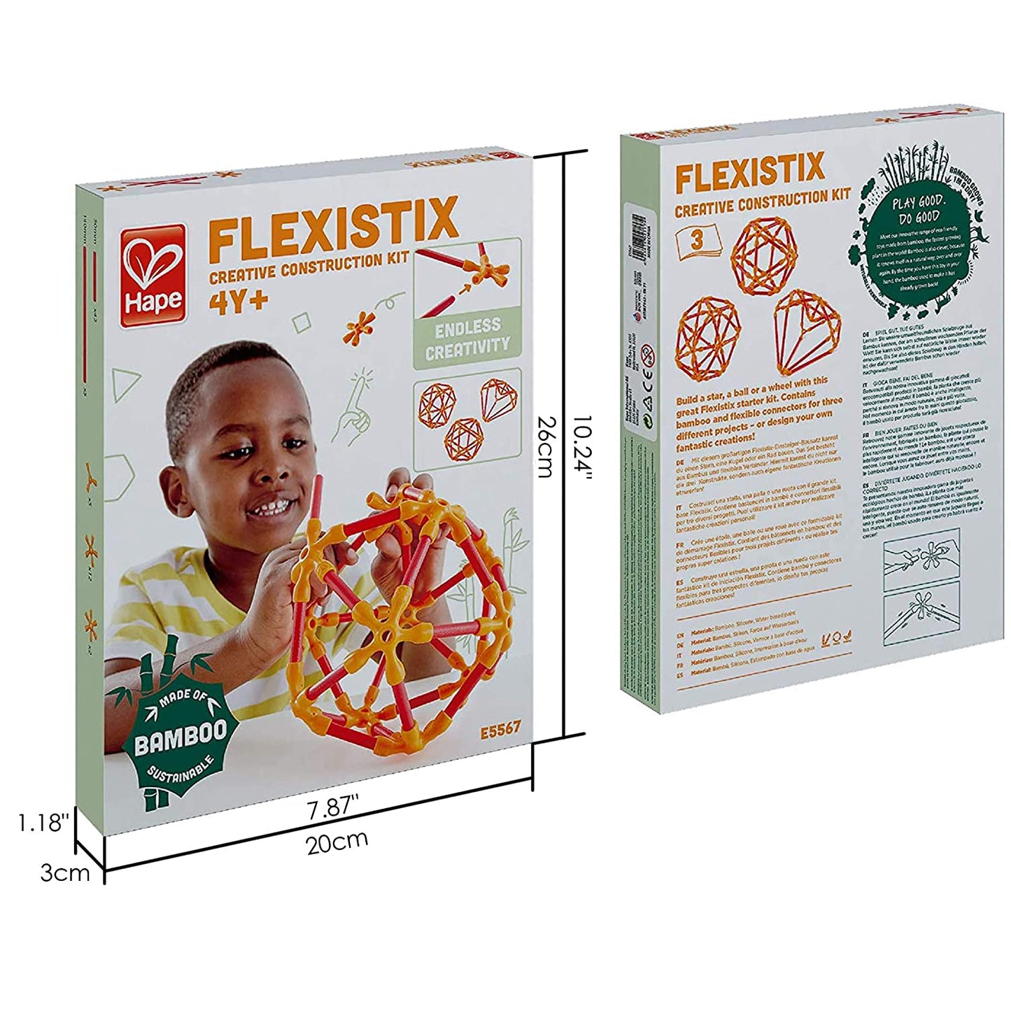 Hape Flexistix Stem Building Creative Construction Kit Bamboo Sticks Toys (Multicolor)