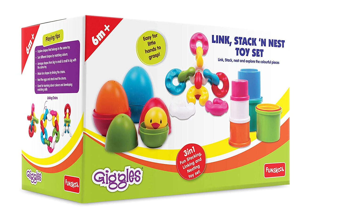Funskool Link, Stack and Nest Toy Set,Multicolor