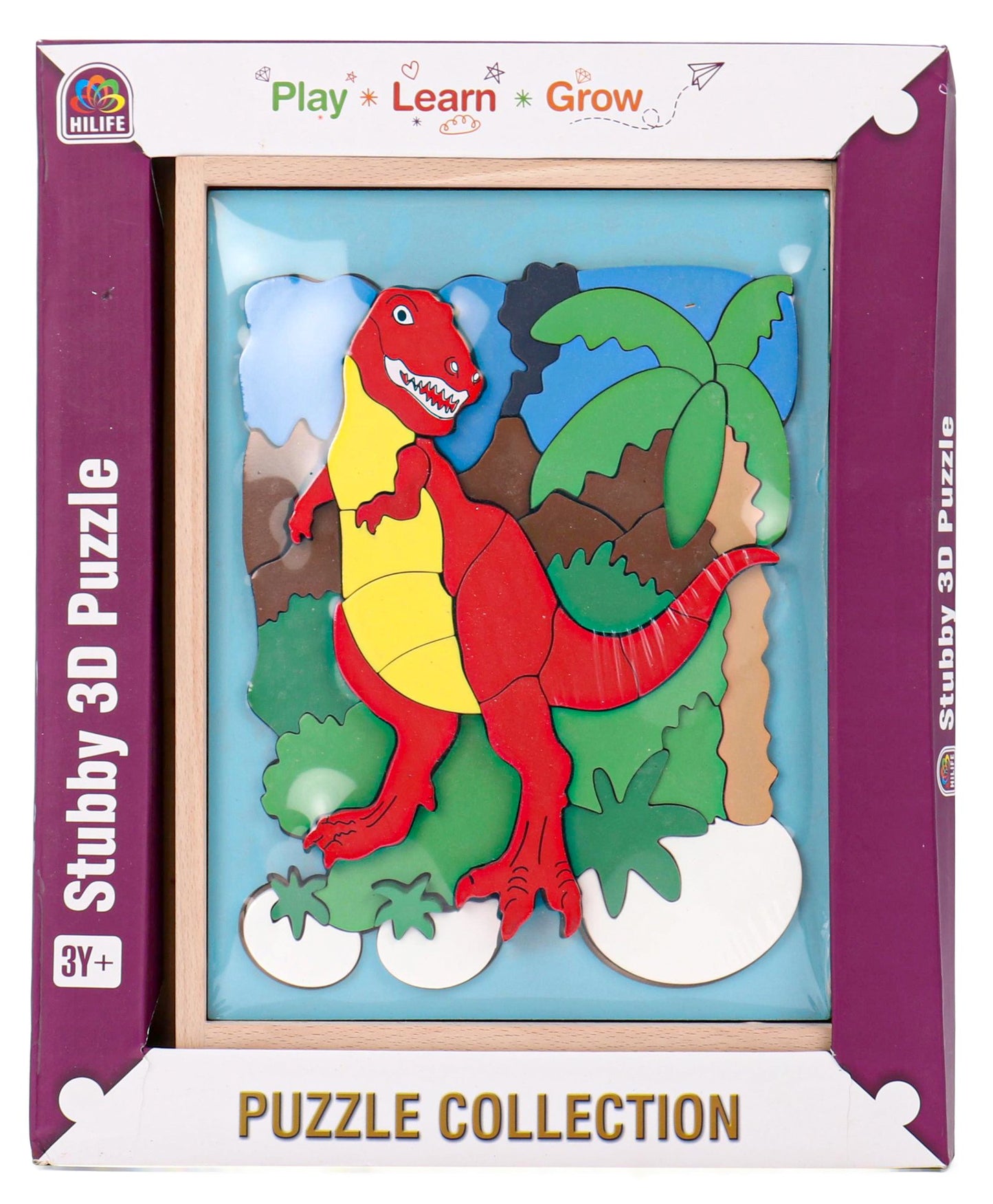 HILIFE Stubby 3D Dinosaur Board Puzzle Multicolor - 48 Pieces
