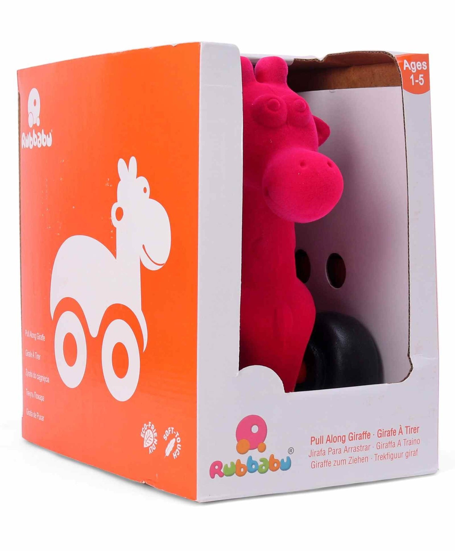 Rubbabu Pull Along Giraffe Toy - Dark Pink