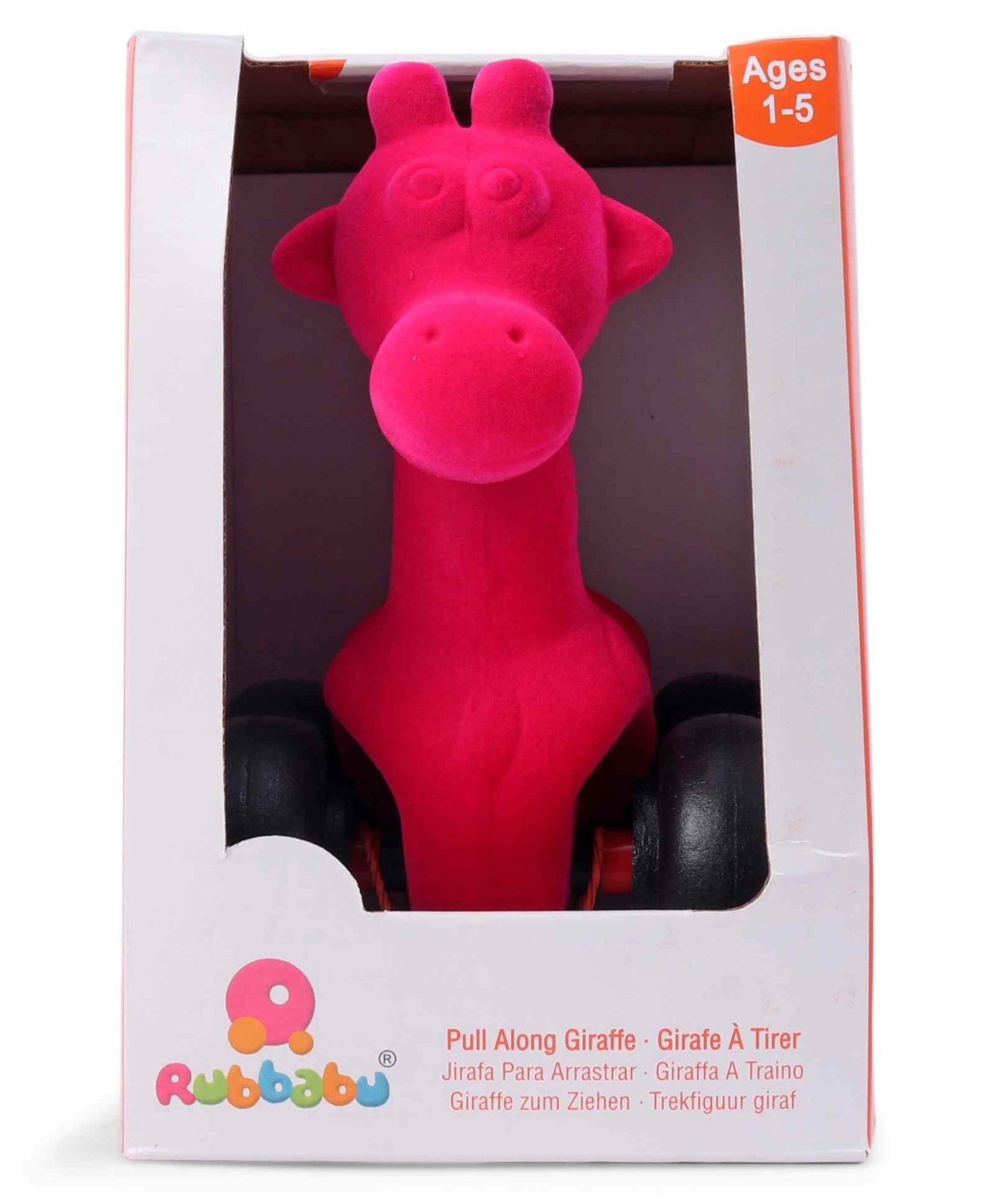 Rubbabu Pull Along Giraffe Toy - Dark Pink
