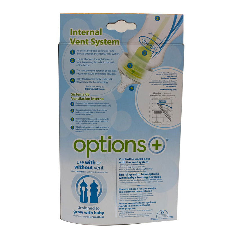 Dr. Brown's Natural Flow Options Wide Neck Baby Bottle (270 Ml, Pack of 2, GREEN)