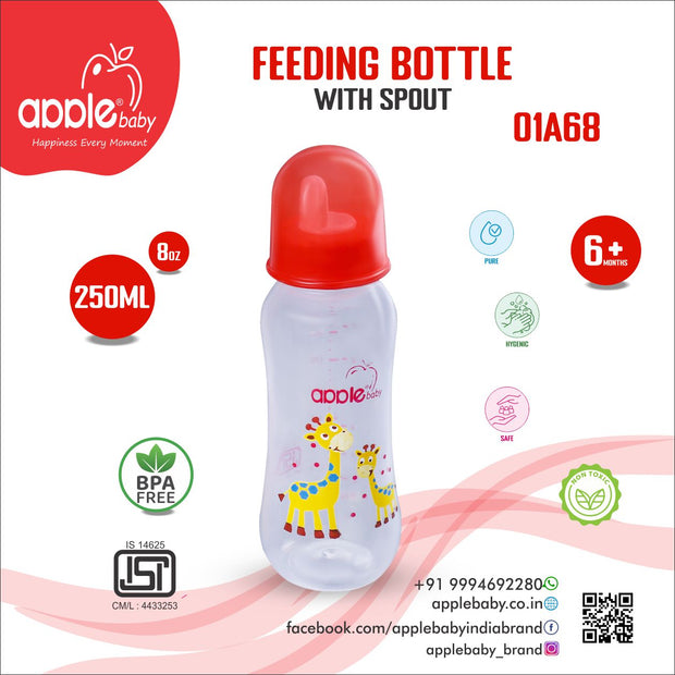 01A68_APPLE BABY BOOTS PLASTIC BOTTLE W SPOUT 8oz\ 250ML