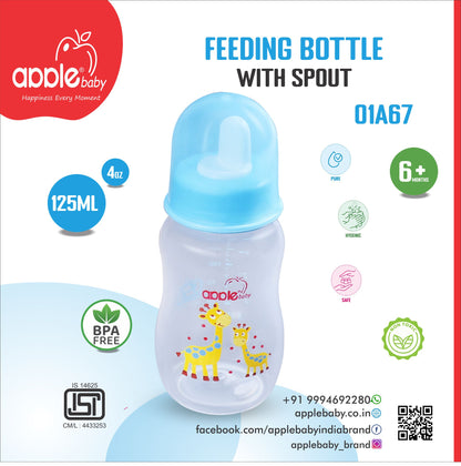 01A67_APPLE BABY BOOTS PLASTIC BOTTLE W SPOUT  4OZ\125ML