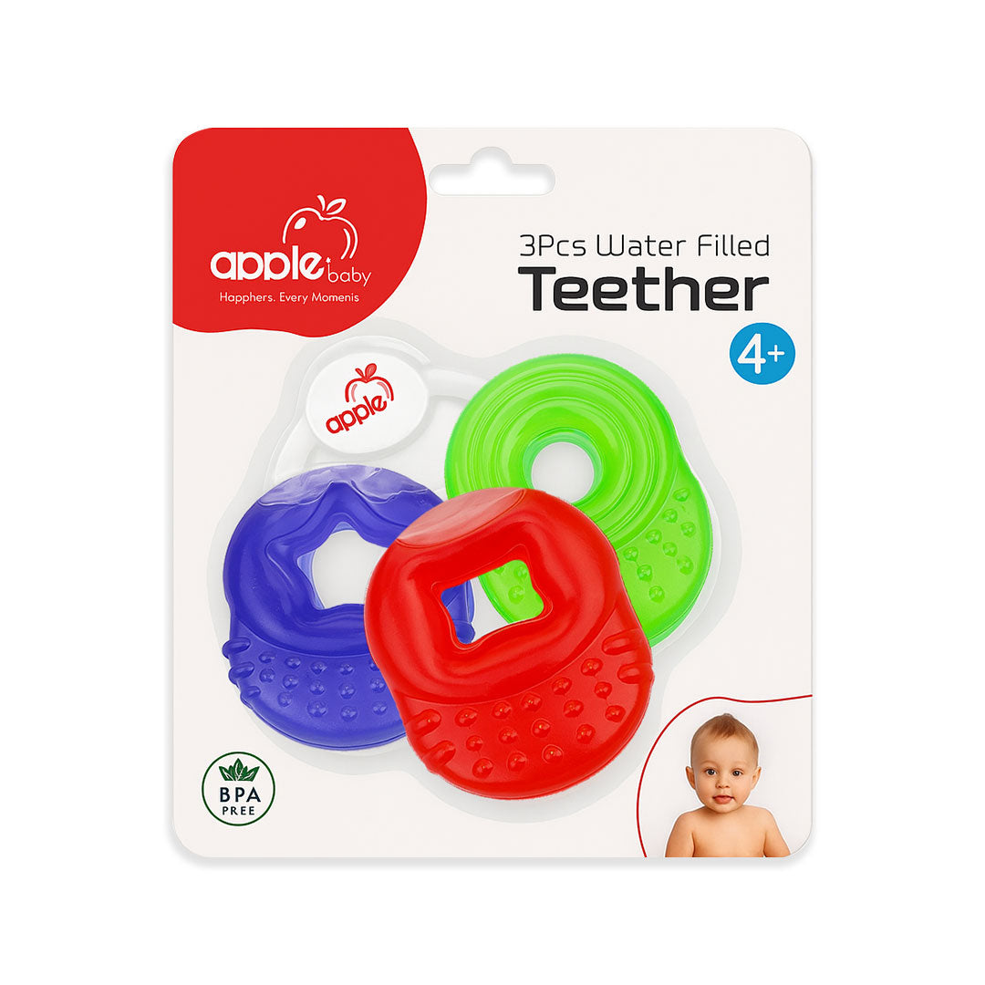 3Pcs Water Filled Teether for Infants | BPA Free, Safe & Soft Teething Toy for Babies 4+ Months (Multicolor) - Pack of 3
