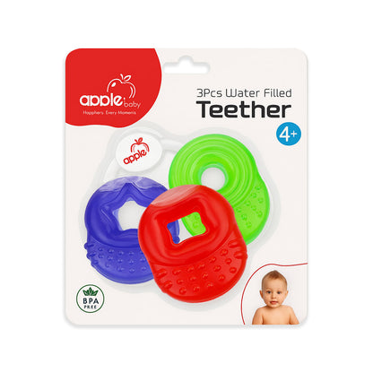 3Pcs Water Filled Teether for Infants | BPA Free, Safe & Soft Teething Toy for Babies 4+ Months (Multicolor) - Pack of 3