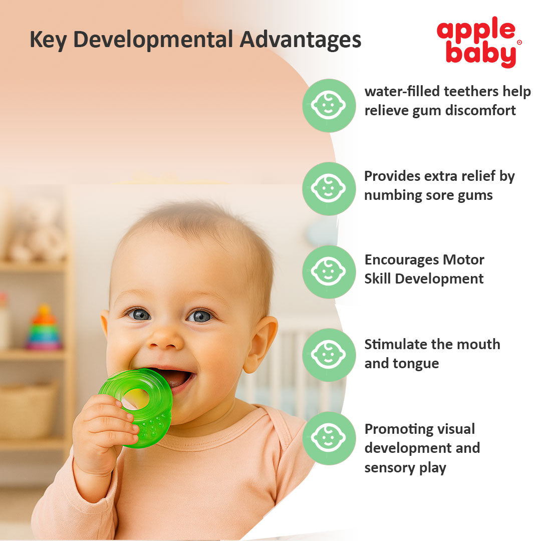 3Pcs Water Filled Teether for Infants | BPA Free, Safe & Soft Teething Toy for Babies 4+ Months (Multicolor) - Pack of 3