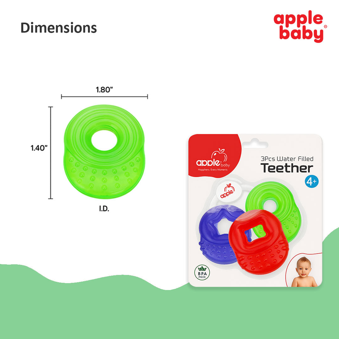 3Pcs Water Filled Teether for Infants | BPA Free, Safe & Soft Teething Toy for Babies 4+ Months (Multicolor) - Pack of 3