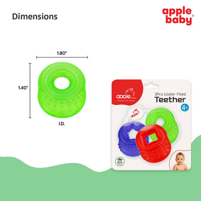 3Pcs Water Filled Teether for Infants | BPA Free, Safe & Soft Teething Toy for Babies 4+ Months (Multicolor) - Pack of 3