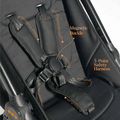 Loopie Hop Premium Baby Stroller | Travel-Friendly Compact Fold | Ages 0-4 Years | Black Charcoal