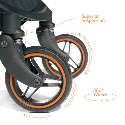 Loopie Hop Premium Baby Stroller | Travel-Friendly Compact Fold | Ages 0-4 Years | Black Charcoal