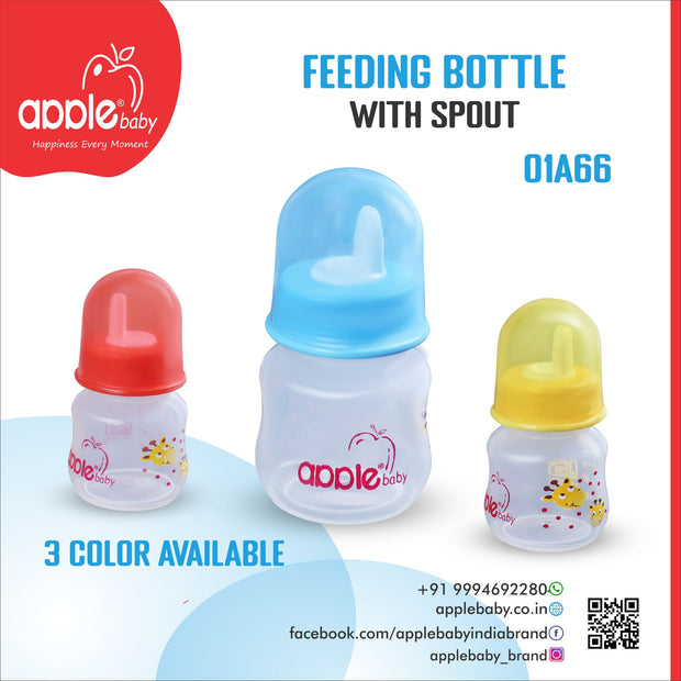 01A66_APPLE BABY BOOTS PLASTIC BOTTLE W SPOUT 2oz / 60 ML