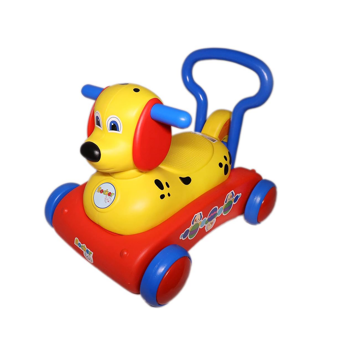 3-in-1 Kids Doggy Ride-On Rocker &amp; Walker | Yellow Puppy Push Car | With Safety Handle | Ages 1-3