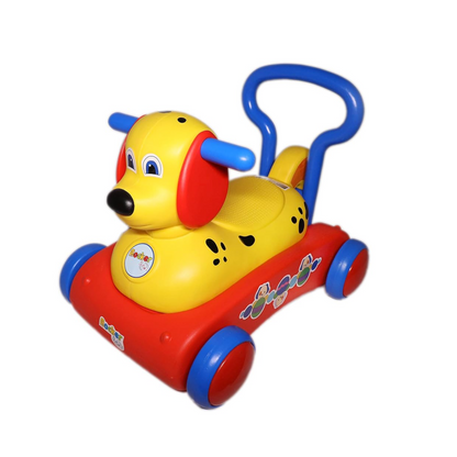 3-in-1 Kids Doggy Ride-On Rocker &amp; Walker | Yellow Puppy Push Car | With Safety Handle | Ages 1-3
