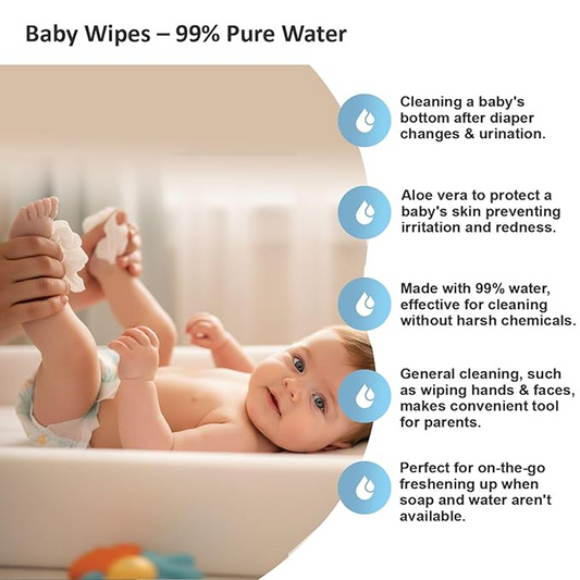 Apple Baby Wipes | 99% Pure Water & Aloe Vera | pH 5.5 Balanced | 72 Wipes (Pack of 2)