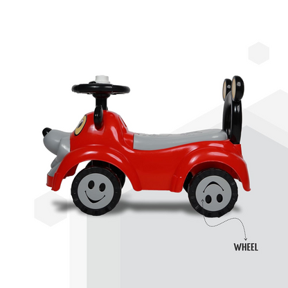 Apple Baby Cartoon Ride-On Push Car | Red Dog Design | Foot-to-Floor Walker Toy | Ages 1-3