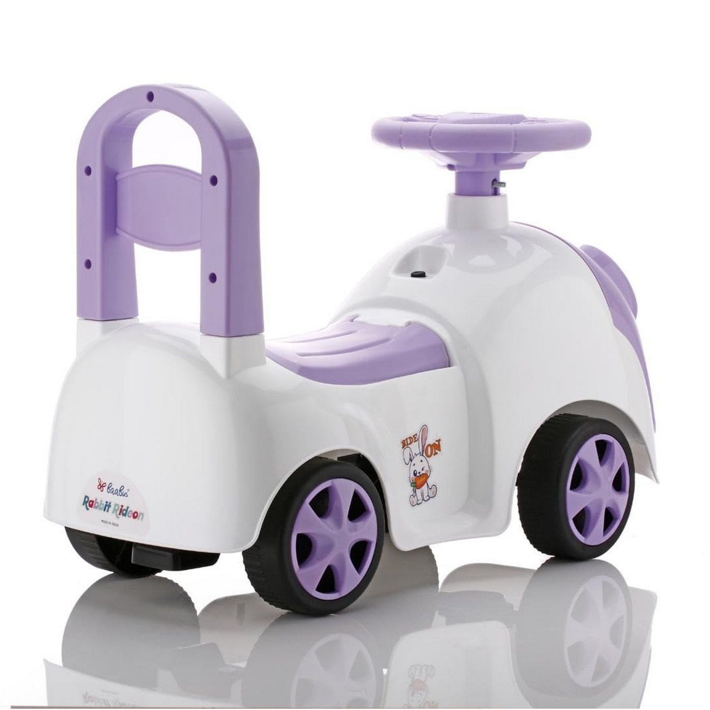 Baabus Rabbit Ride-On Push Car | Purple Bunny Design | Foot-to-Floor Walker Toy | Music & Light