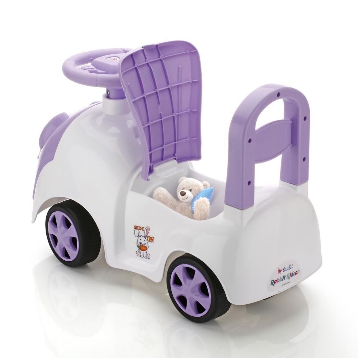 Baabus Rabbit Ride-On Push Car | Purple Bunny Design | Foot-to-Floor Walker Toy | Music & Light