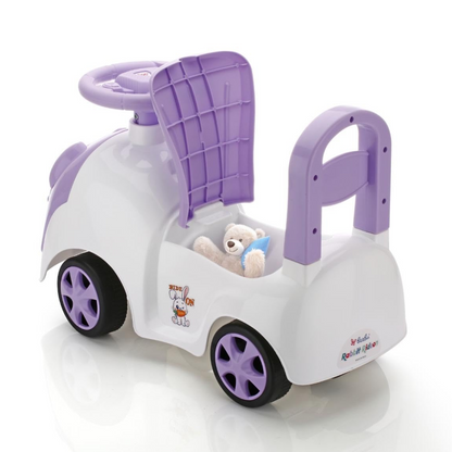 Baabus Rabbit Ride-On Push Car | Purple Bunny Design | Foot-to-Floor Walker Toy | Music & Light