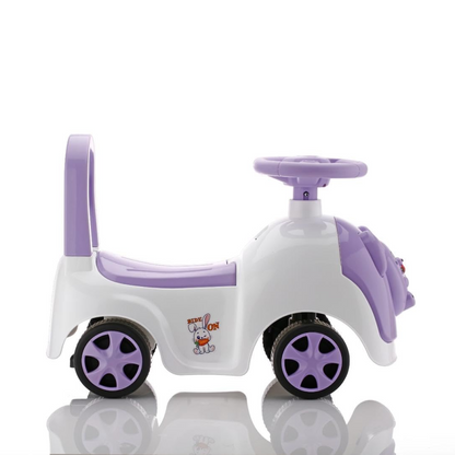 Baabus Rabbit Ride-On Push Car | Purple Bunny Design | Foot-to-Floor Walker Toy | Music & Light