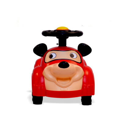 Baby Explorer Cartoon Ride-On Push Car | Red Dog Design | Music Horn & Smiley Wheels | Ages 1-3
