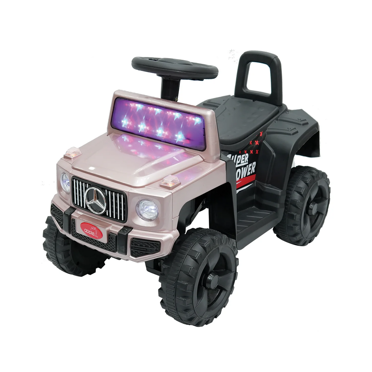 Apple Baby G-Wagon Style Ride-On Push Car | LED Light Windshield & Music | Foot-to-Floor SUV | Ages 1-3