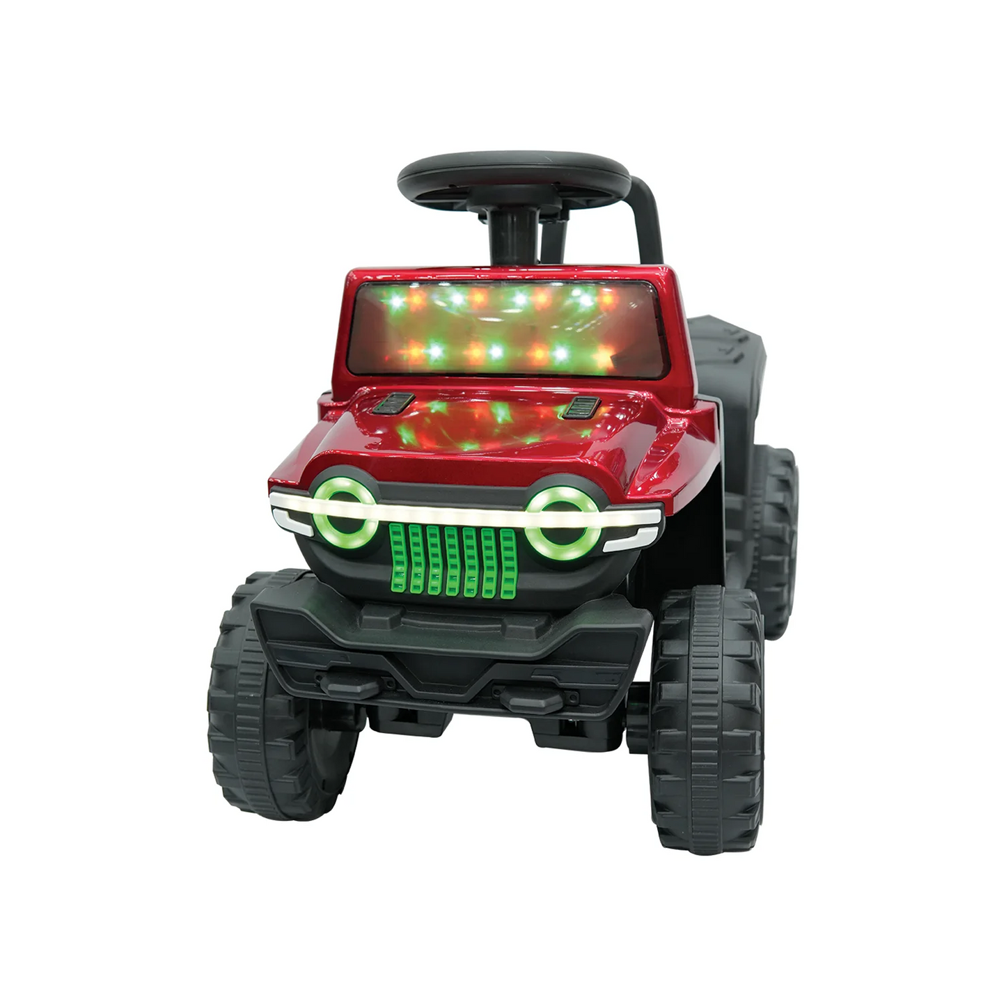 Apple Baby Electric-Style Jeep Ride-On | LED Light-Up Grille & Windshield | Foot-to-Floor SUV Toy | Ages 1-3