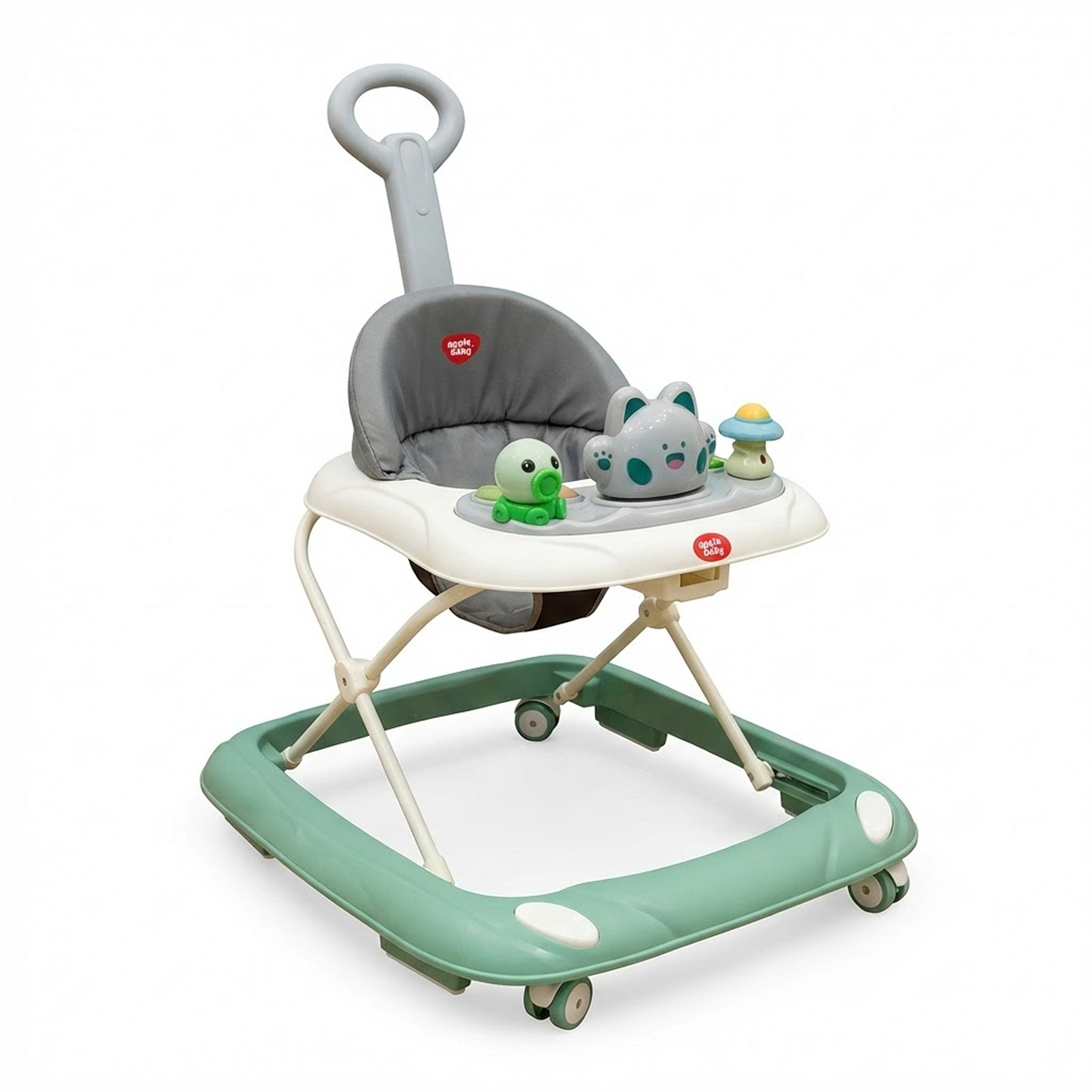 Apple Baby Green Push Walker with Handle | Foldable Activity Center | Sage Green | Adjustable Height
