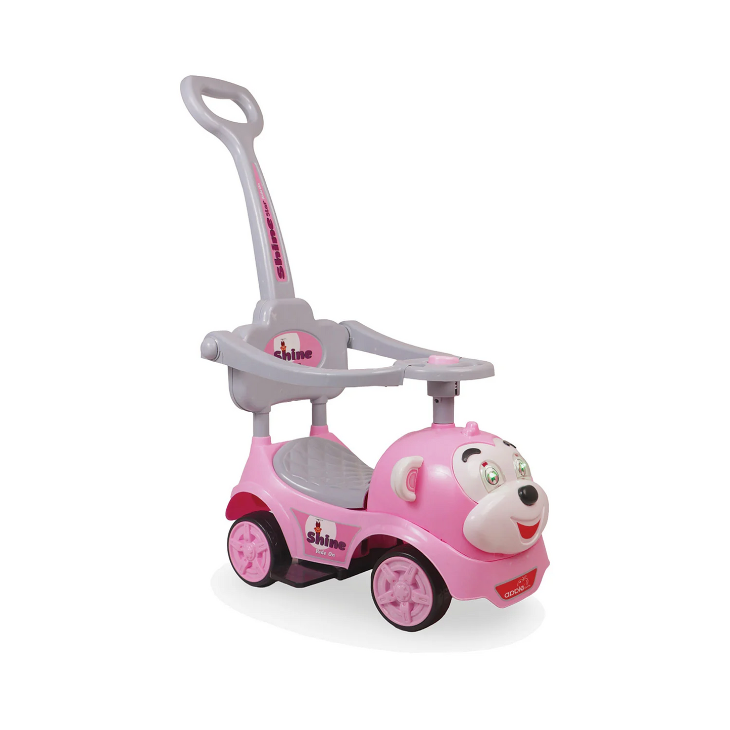 Apple Baby Shine Star 3-in-1 Ride-On Push Car | with Parent Handle & Safety Guardrail | Toddler Stroller Toy
