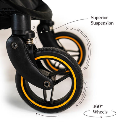 Loopie Hop Premium Baby Stroller | Travel-Friendly Compact Fold | Ages 0-4 Years | Black Charcoal