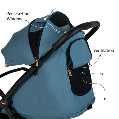 Loopie Hop Premium Baby Stroller | Travel-Friendly Compact Fold | Ages 0-4 Years | Black Charcoal